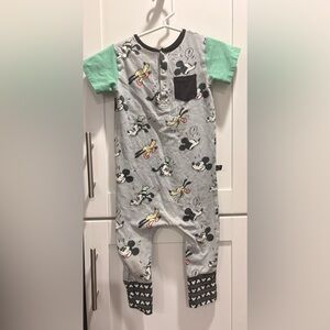 Rags to Raches Mickey Mouse Gray and Mint One Piece